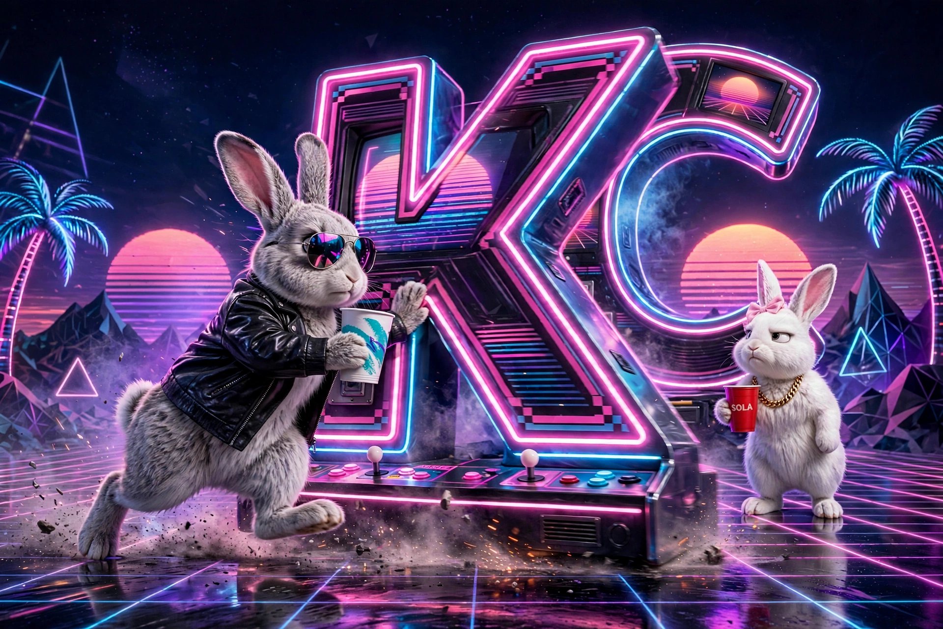 Neon Rabbits Synthwave Night